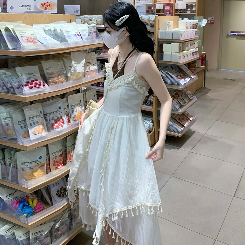 Retro sweet dress vacation Bohemian style strap dress