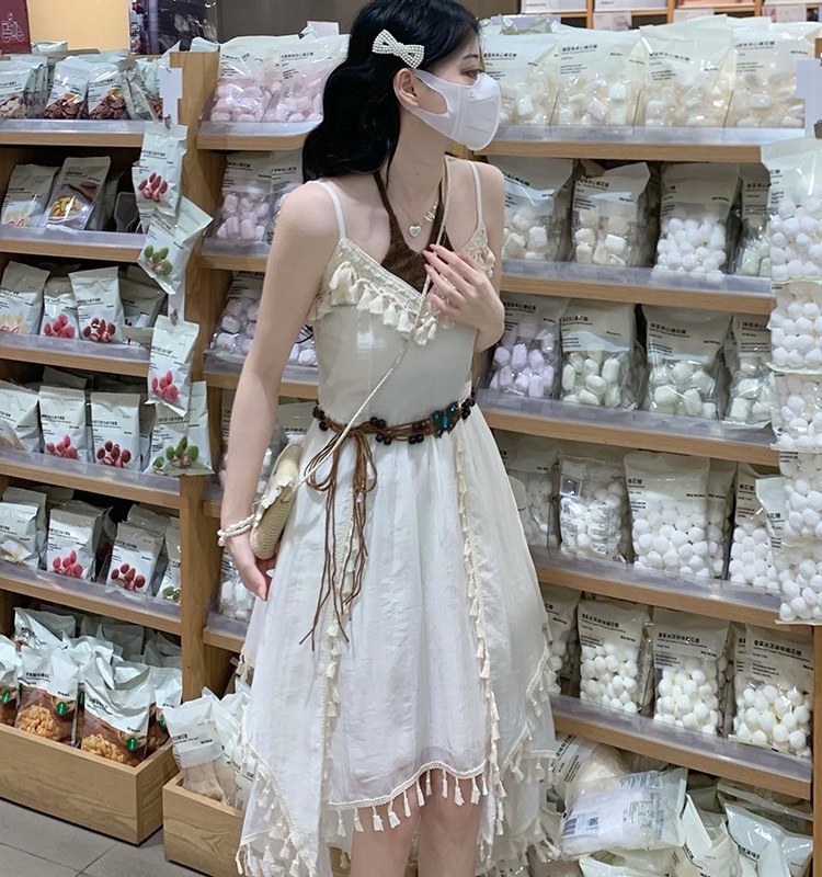 Retro sweet dress vacation Bohemian style strap dress