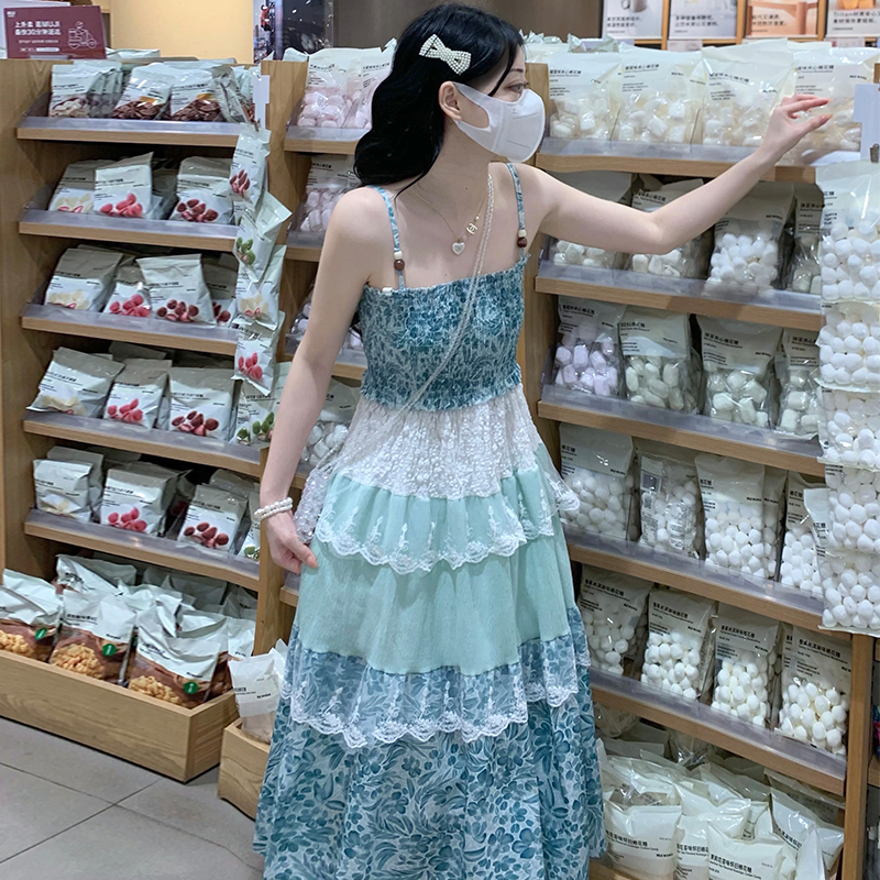 Sling vacation summer seaside countryside sweet splice dress