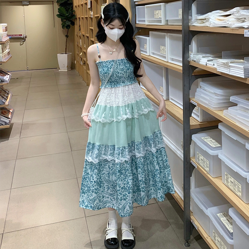 Sling vacation summer seaside countryside sweet splice dress