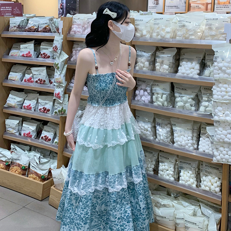 Sling vacation summer seaside countryside sweet splice dress