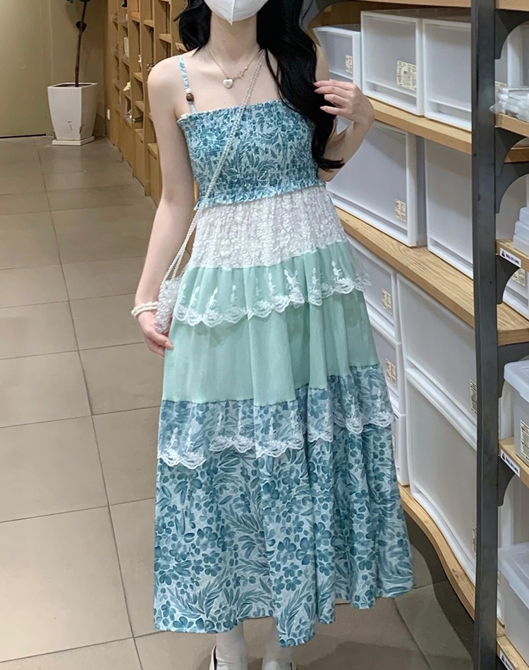 Sling vacation summer seaside countryside sweet splice dress