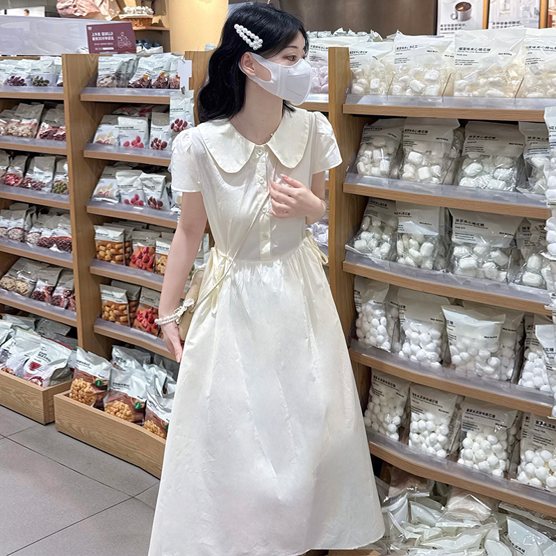 France style blue doll collar college style dress