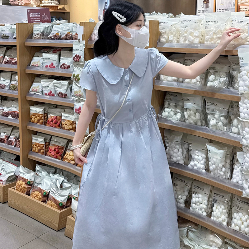 France style blue doll collar college style dress