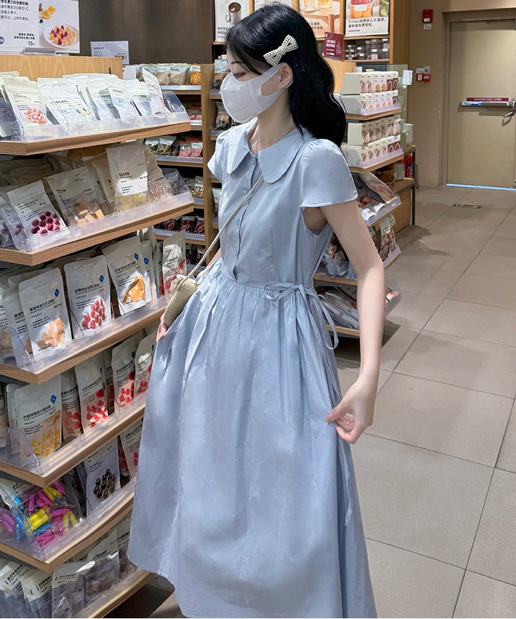 France style blue doll collar college style dress