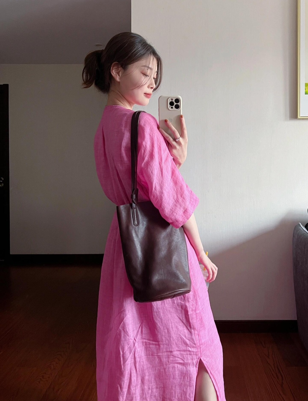 Summer slim cotton linen cardigan fine band loose shirt for women