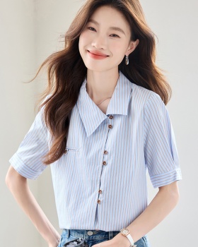 Commuting summer retro tops all-match France style shirt