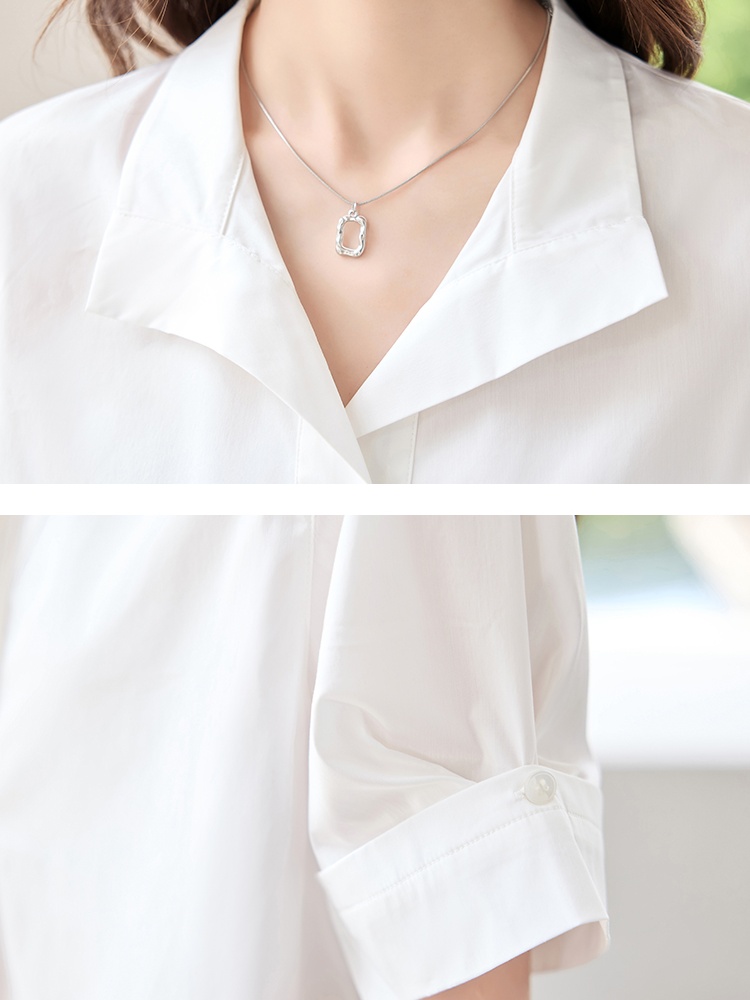 Short sleeve white tops commuting shirt for women