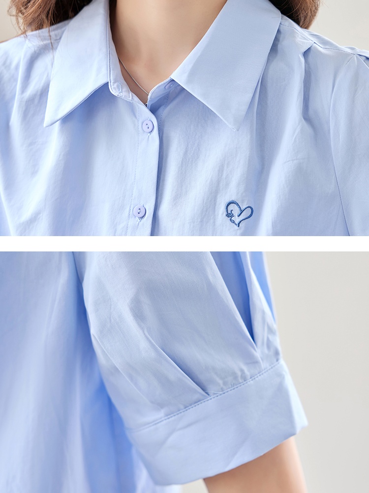 Heart blue summer minimalist shirt for women