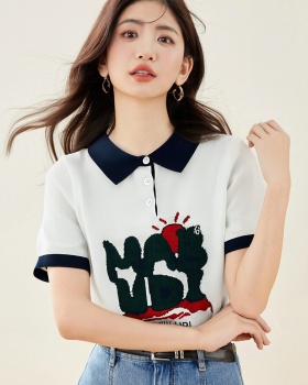 Mixed colors sweater short sleeve T-shirt for women