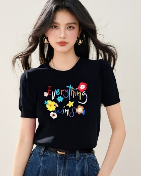 Short slim tops summer round neck sweater