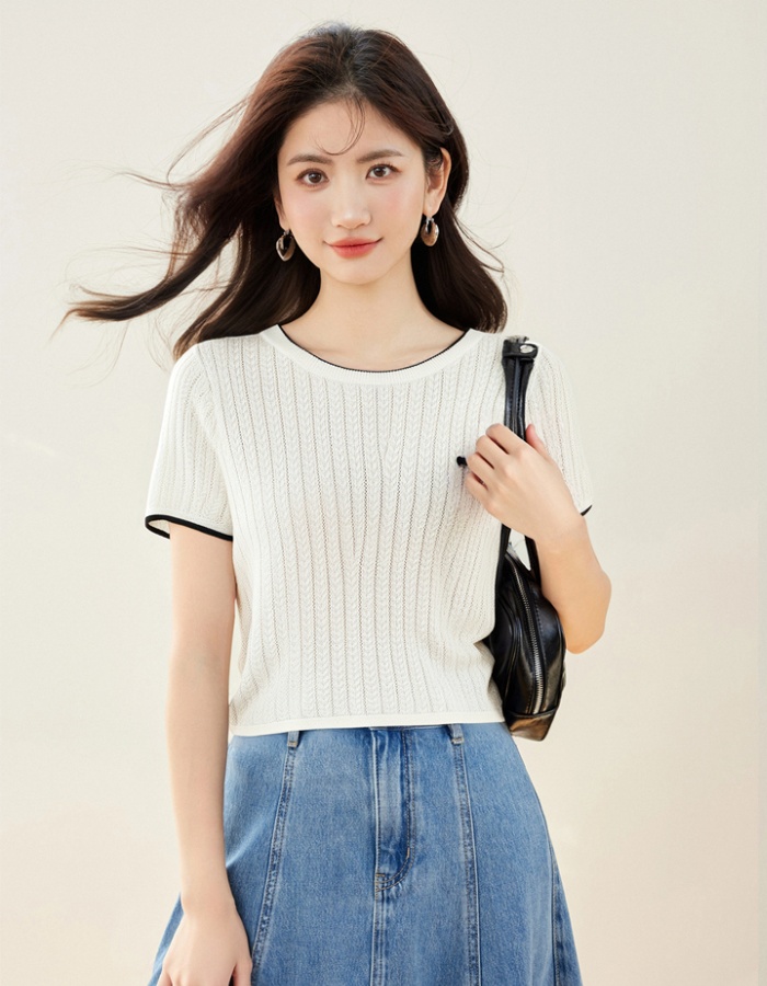Small heart short shirts embroidery tops for women