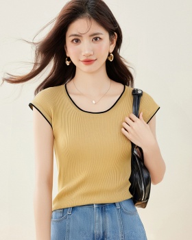 Short sleeve spring and summer tops slim knitted T-shirt