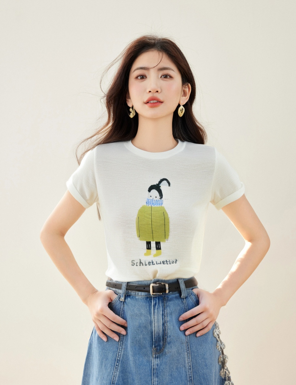 Short sleeve printing T-shirt for women