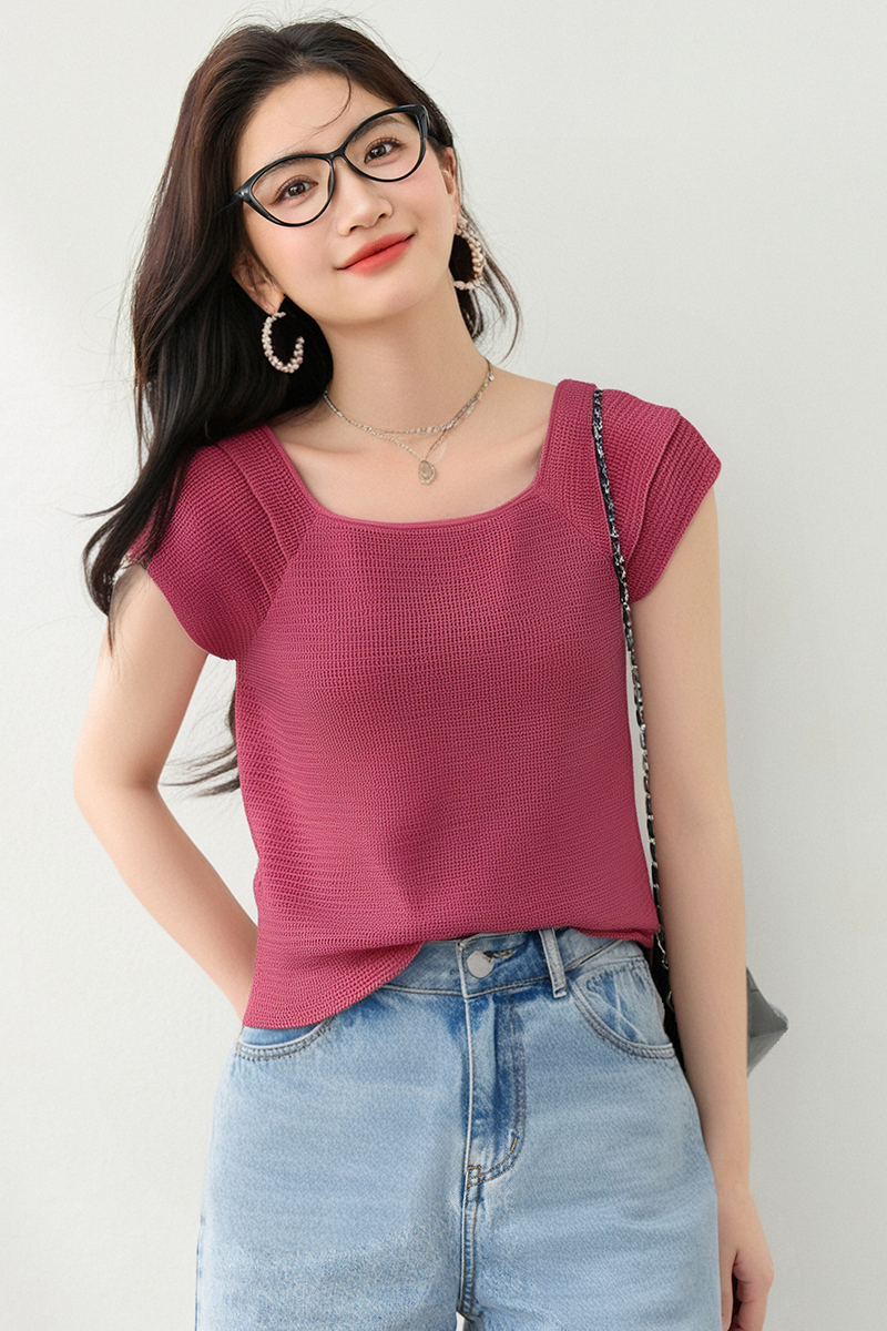Ice silk summer tops fashionable sweater for women