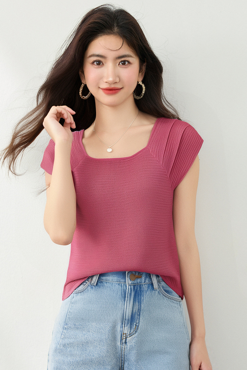 Ice silk summer tops fashionable sweater for women
