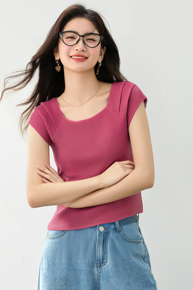 Ice silk summer tops fashionable sweater for women