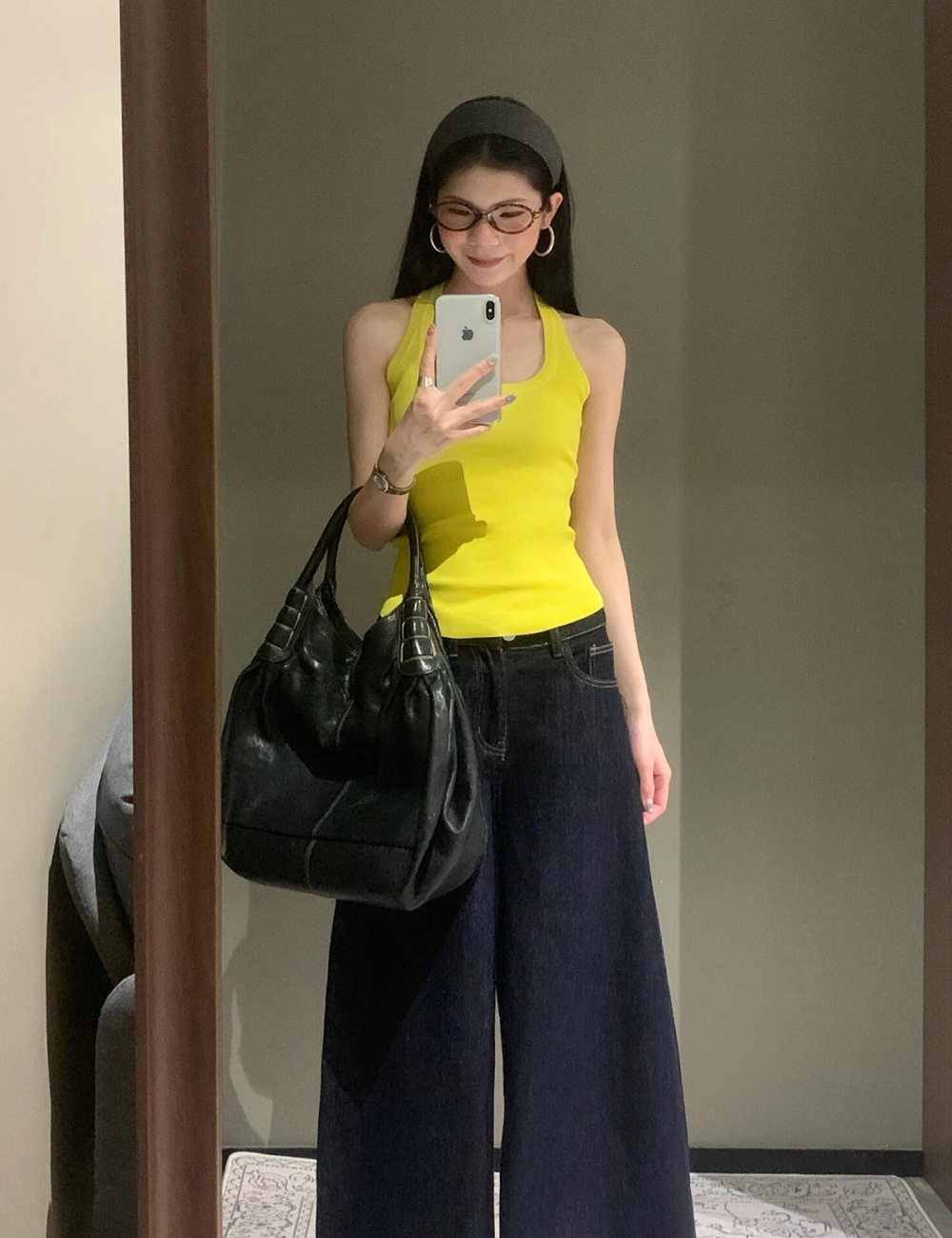 All-match yellow halter minimalist tops