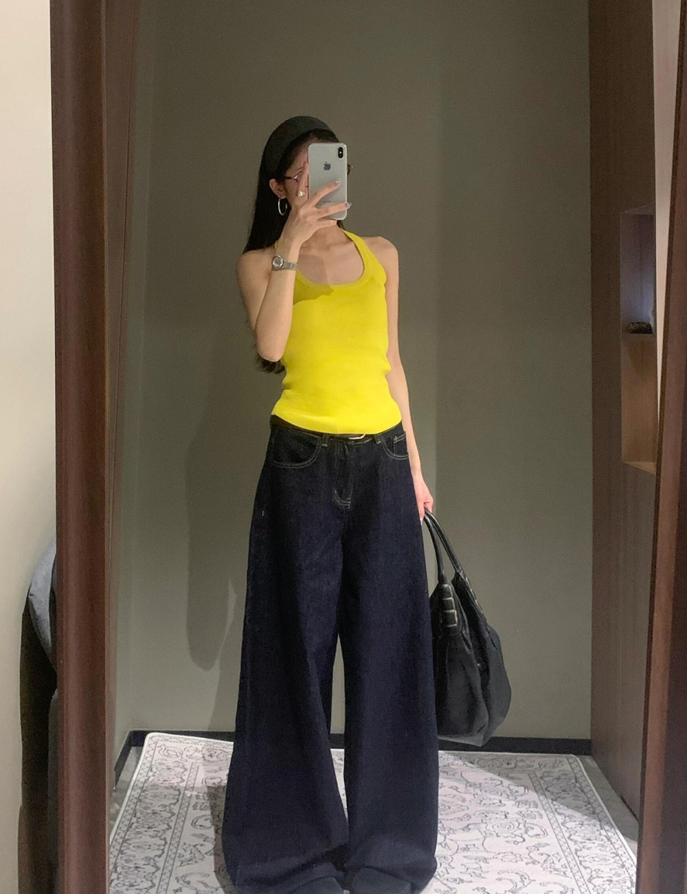 All-match yellow halter minimalist tops