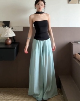 Sling summer wide leg pants halter vest a set for women