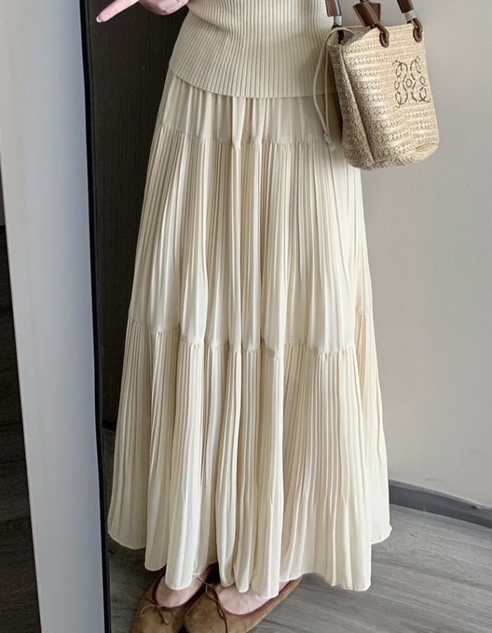 Knitted slim skirt V-neck bottoming shirt 2pcs set for women