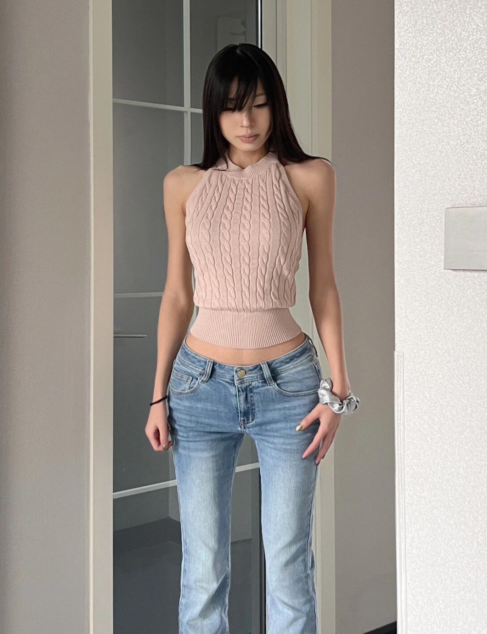 Retro vest wears outside tops for women