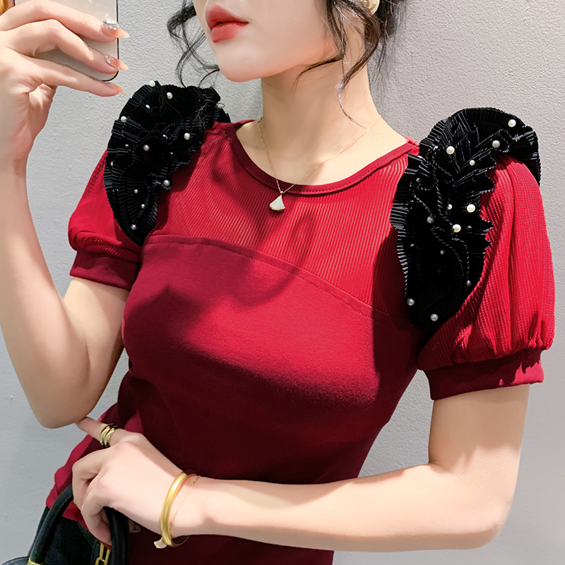 Summer wood ear T-shirt fashion all-match tops