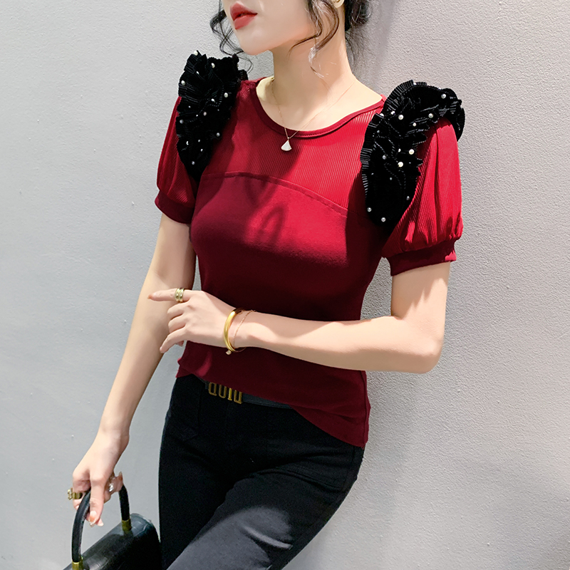 Summer wood ear T-shirt fashion all-match tops