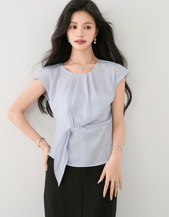Commuting cozy shirt France style satin tops for women