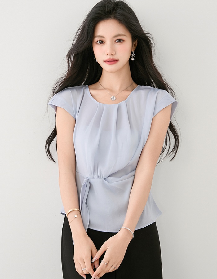 Commuting cozy shirt France style satin tops for women