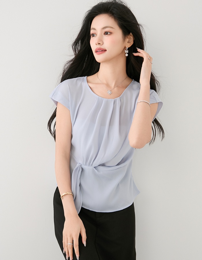 Commuting cozy shirt France style satin tops for women
