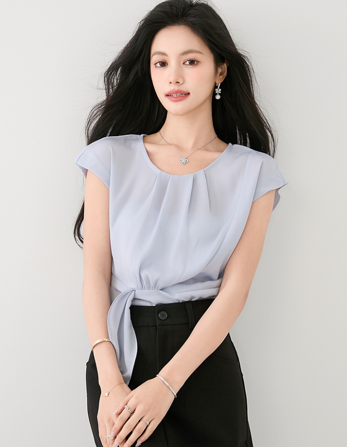 Commuting cozy shirt France style satin tops for women