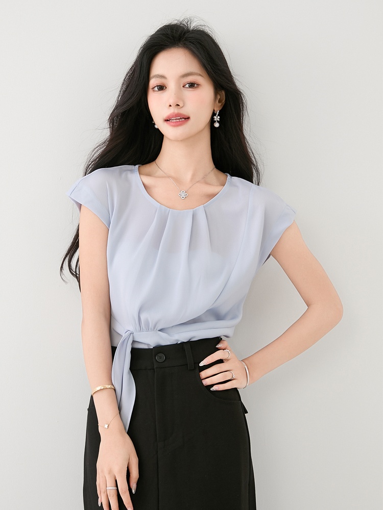 Commuting cozy shirt France style satin tops for women