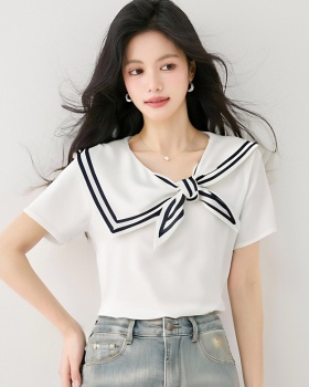 White slim tops short sleeve niche T-shirt for women