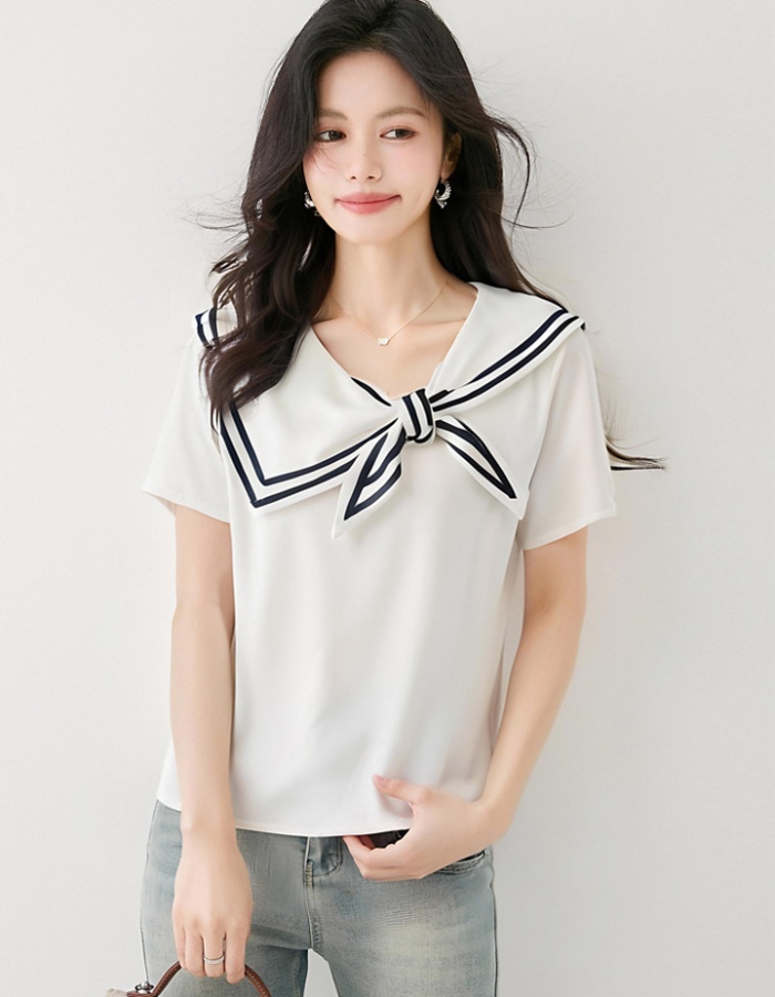White slim tops short sleeve niche T-shirt for women
