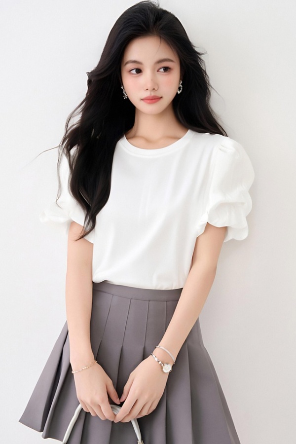 Unique France style tops white T-shirt for women