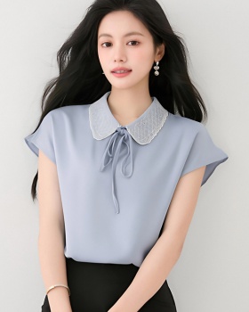 France style doll collar tops satin small shirt for women