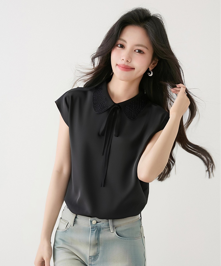 France style doll collar tops satin small shirt for women