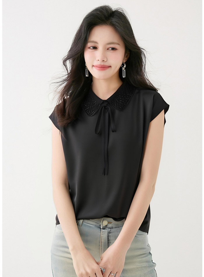 France style doll collar tops satin small shirt for women