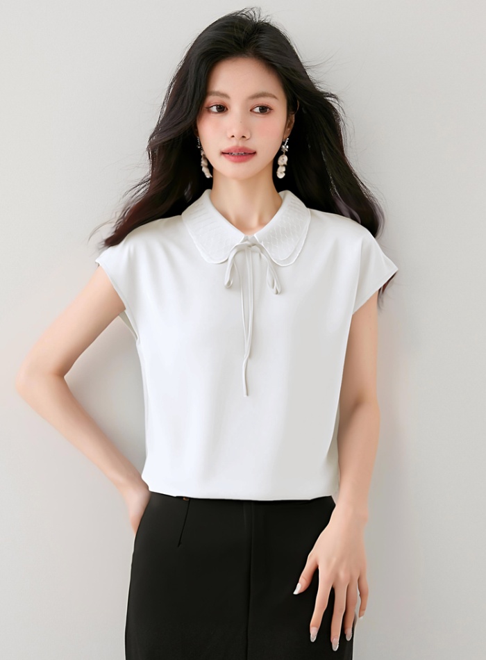 France style doll collar tops satin small shirt for women
