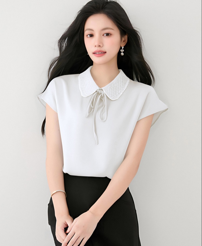 France style doll collar tops satin small shirt for women