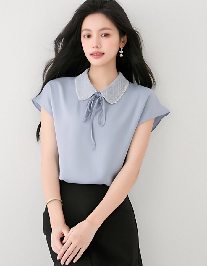 France style doll collar tops satin small shirt for women