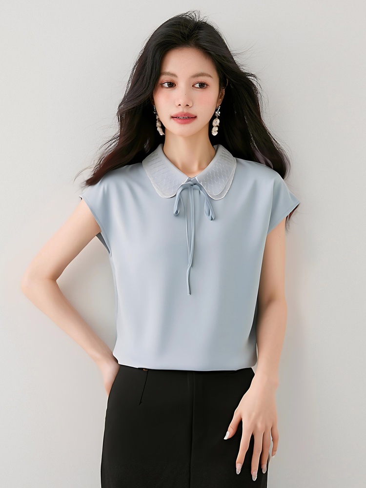 France style doll collar tops satin small shirt for women