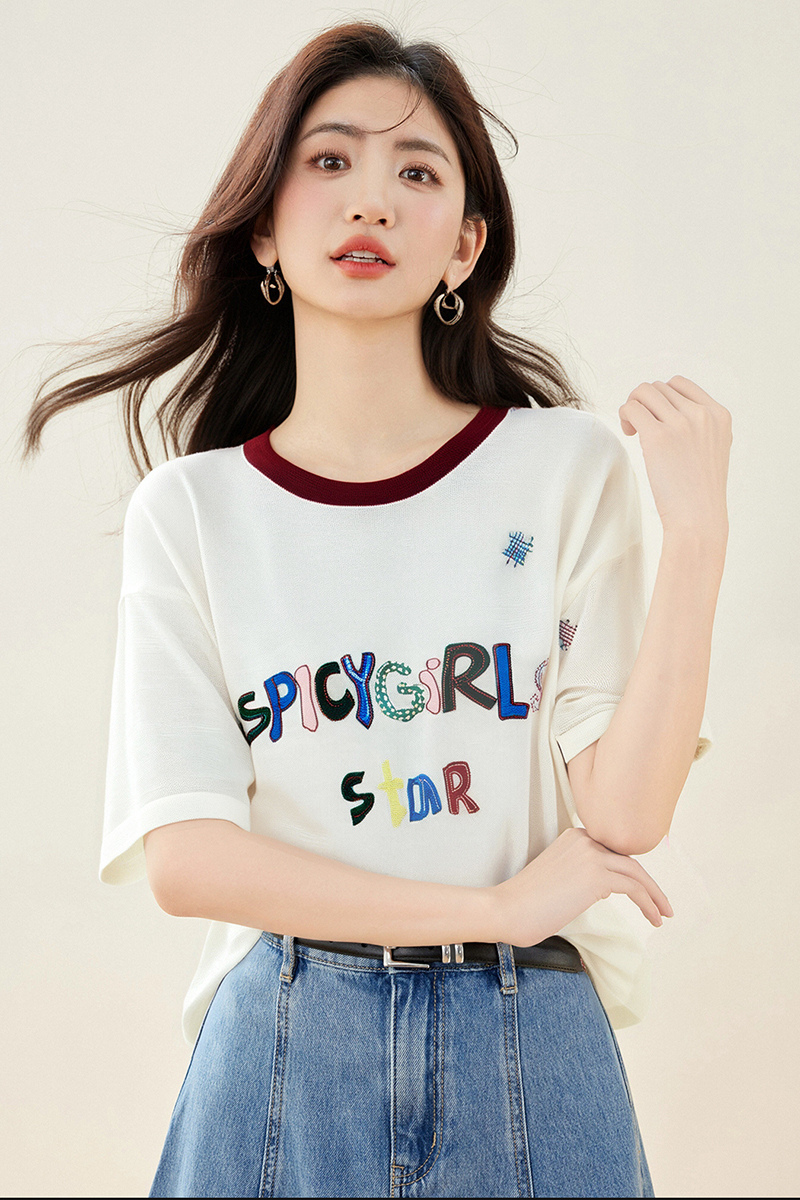 Embroidery show young sweater Western style tops for women
