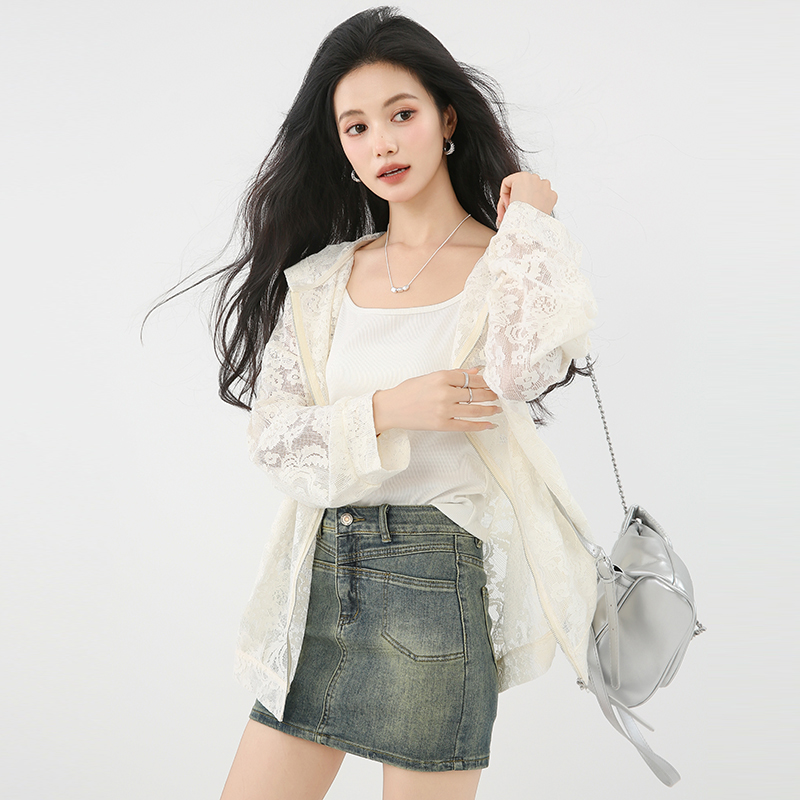 Hooded sunscreen tops long spring and summer cardigan