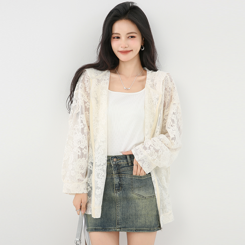 Hooded sunscreen tops long spring and summer cardigan