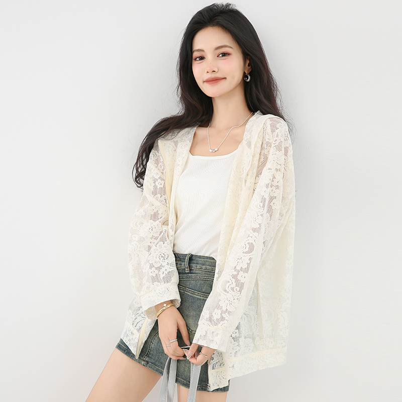 Hooded sunscreen tops long spring and summer cardigan