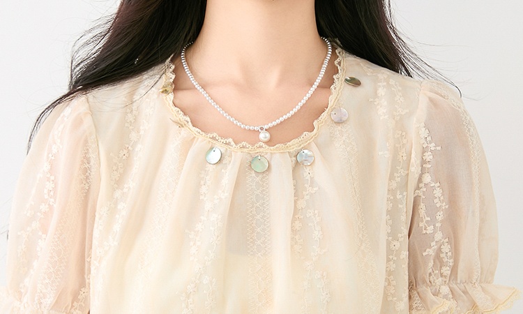 Embroidered unique chiffon shirt retro summer tops