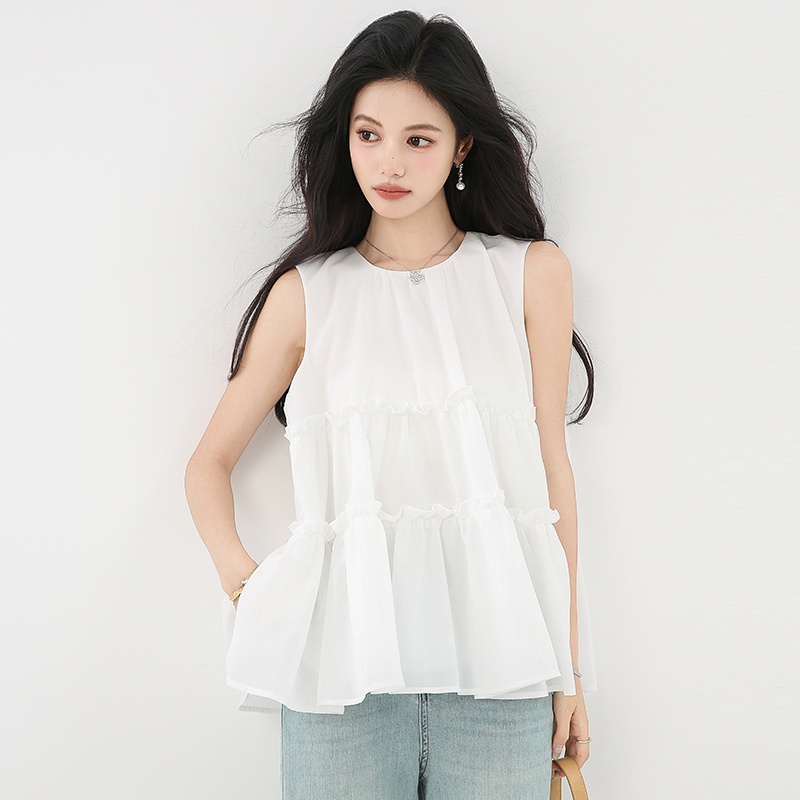 White sleeveless shirt temperament tops