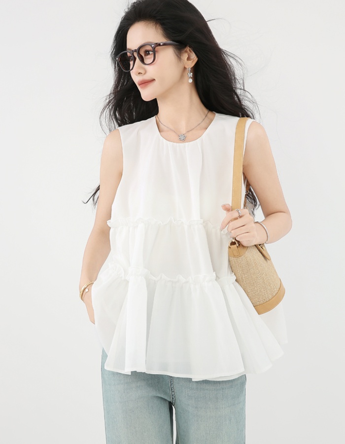 White sleeveless shirt temperament tops